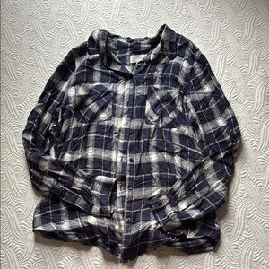 Lucky Brand Navy and Cream Checkered Shirt